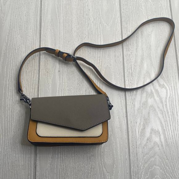 Botkier Women's Truffle Gray & Camel Coloblock Leather Crossbody Purse Bag - Picture 7 of 12